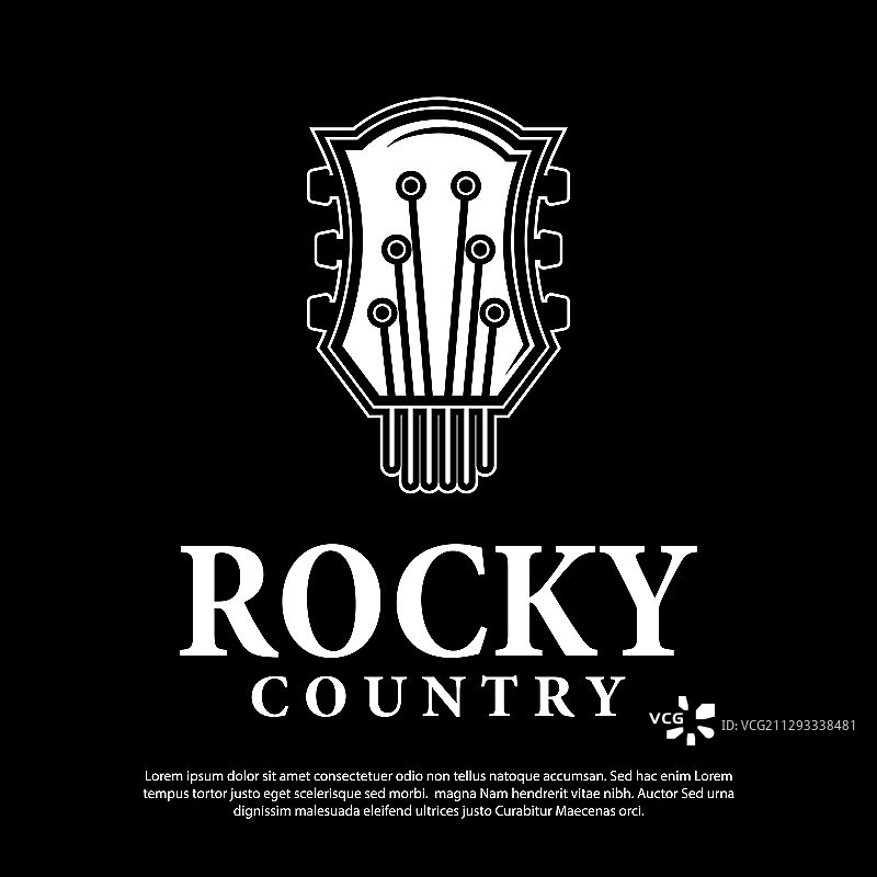 乡村吉他音乐复古西部风格标志图片素材