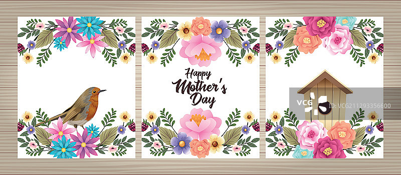 小鸟小屋母亲节贺卡图片素材