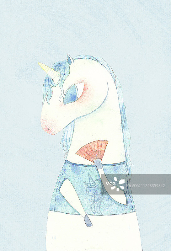 绿色独角兽水彩插画免扣素材元素动物可爱马分层图片素材