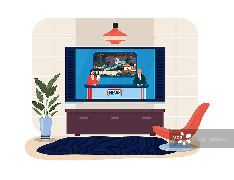 带支架椅和扶手椅的电视房图片素材