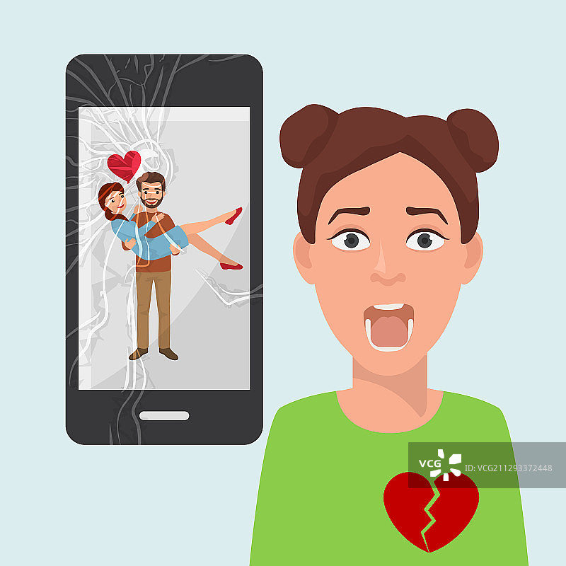 伤心女孩看到男友照片图片素材