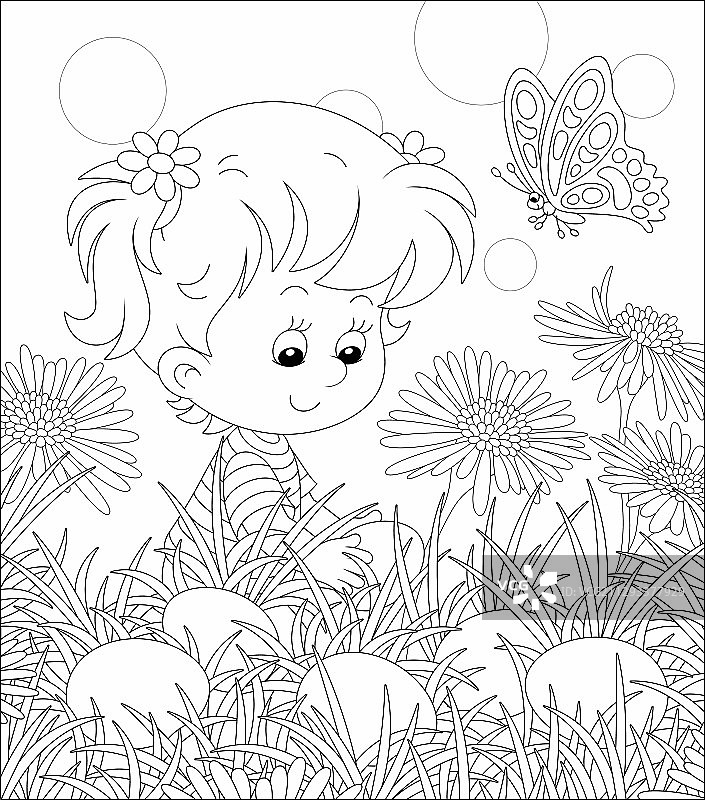 寻找彩绘复活节彩蛋的女孩图片素材