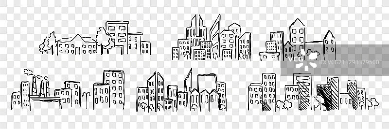 手绘建筑摩天大楼合集图片素材