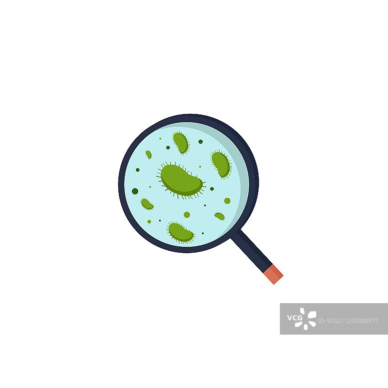 放大镜下的卡通细菌图片素材
