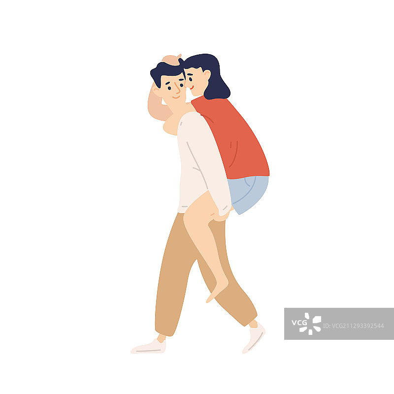 快乐的男人背着心爱的女孩玩耍图片素材