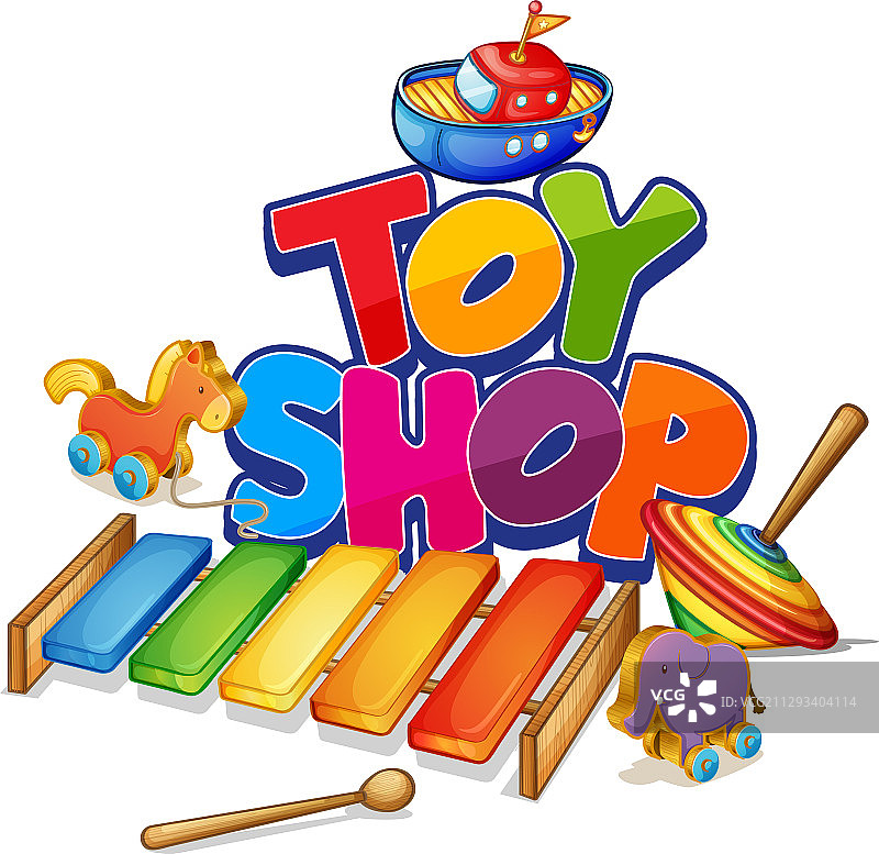 众多玩具的玩具店主题字体设计图片素材