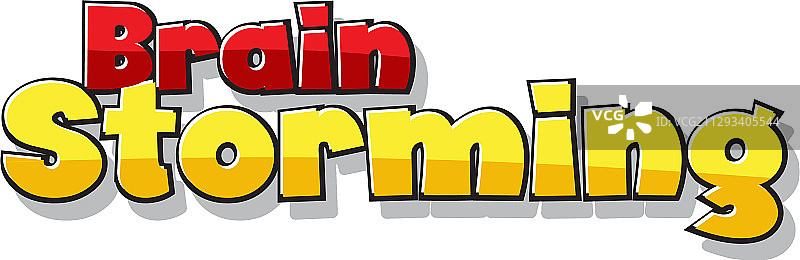 白色背景上的头脑风暴字体设计图片素材