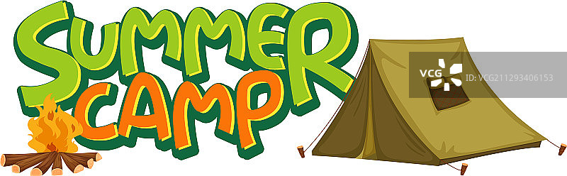 带有帐篷的“夏令营”字体的设计图片素材