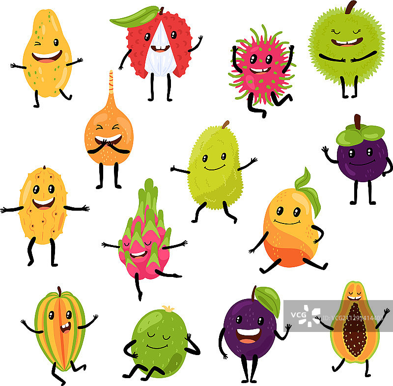 手绘热带异域水果舞蹈图片素材