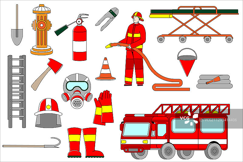 戴头盔的制服职业消防员图片素材