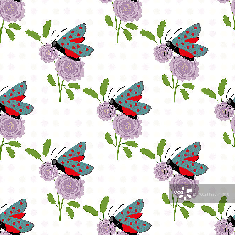 六斑豹纹蛾蝴蝶无缝图案图片素材