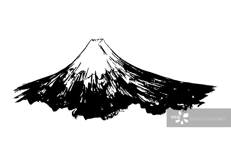 富士山水墨书法图片素材