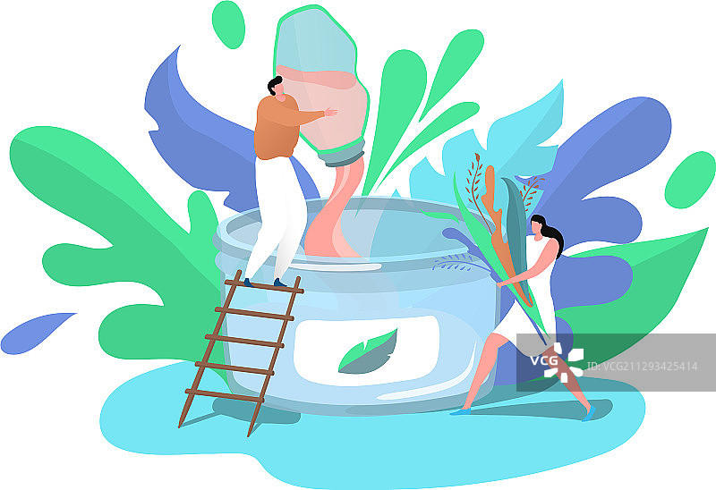 男女科学家制作生态草药图片素材