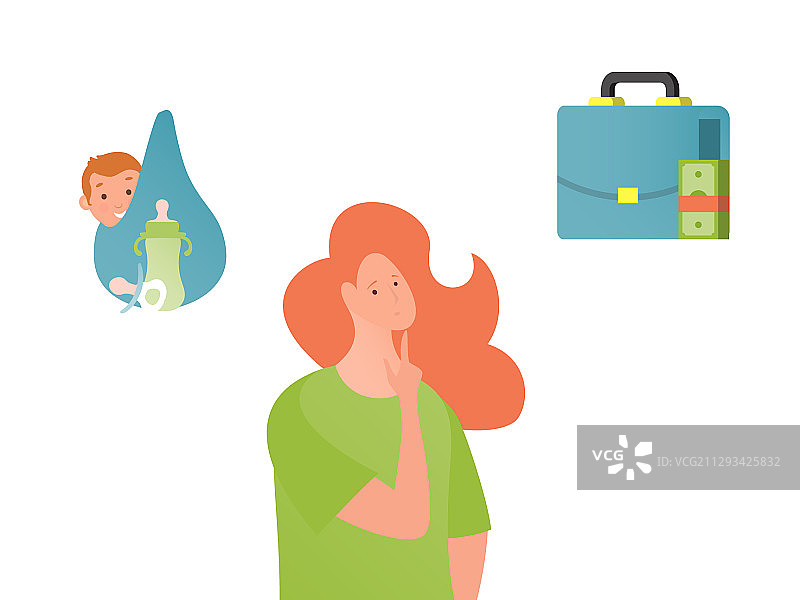 年轻女人在孩子和事业之间做选择图片素材