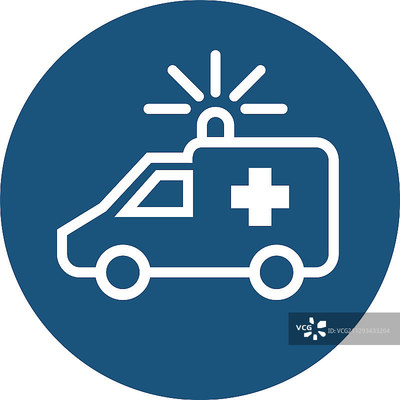 白色背景上的救护车线条图标图片素材