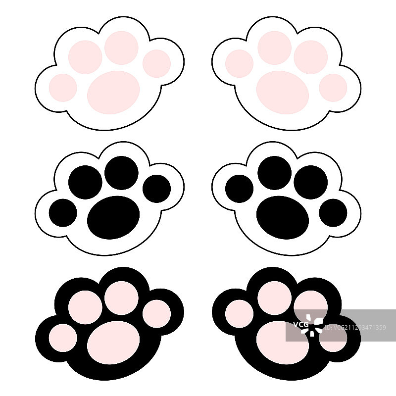 粉色猫爪脚印图标合集图片素材