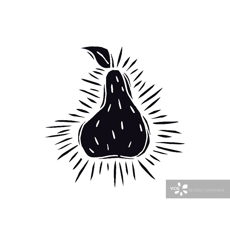 麻胶版画风格的梨图片素材