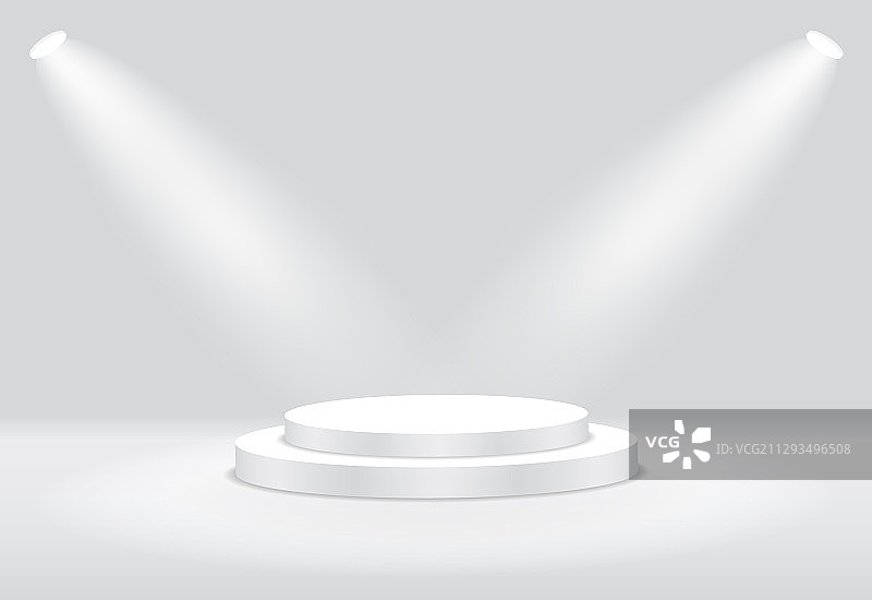 带有灯光的白色3D圆形领奖台图片素材