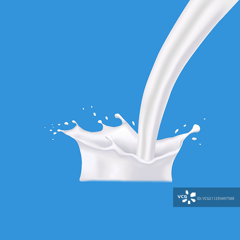 蓝色背景上的牛奶或奶油飞溅图片素材