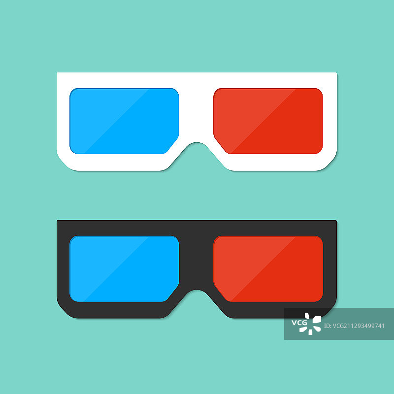 扁平风格立体眼镜3D眼镜图标图片素材