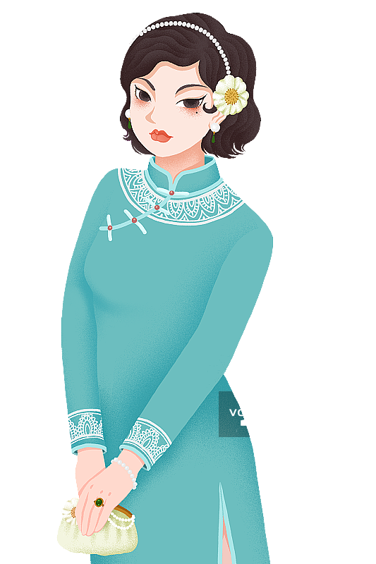 穿着旗袍的女人图片素材