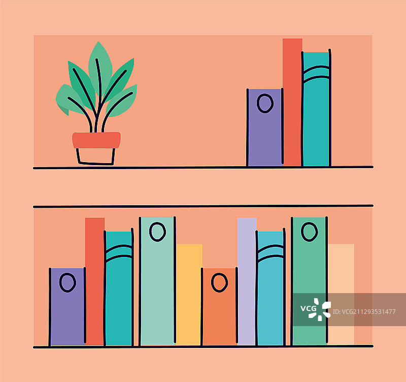 书架上的孤立书籍设计图片素材