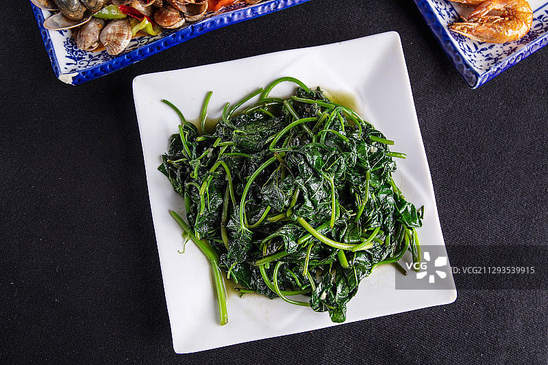 蒜蓉地瓜叶图片素材