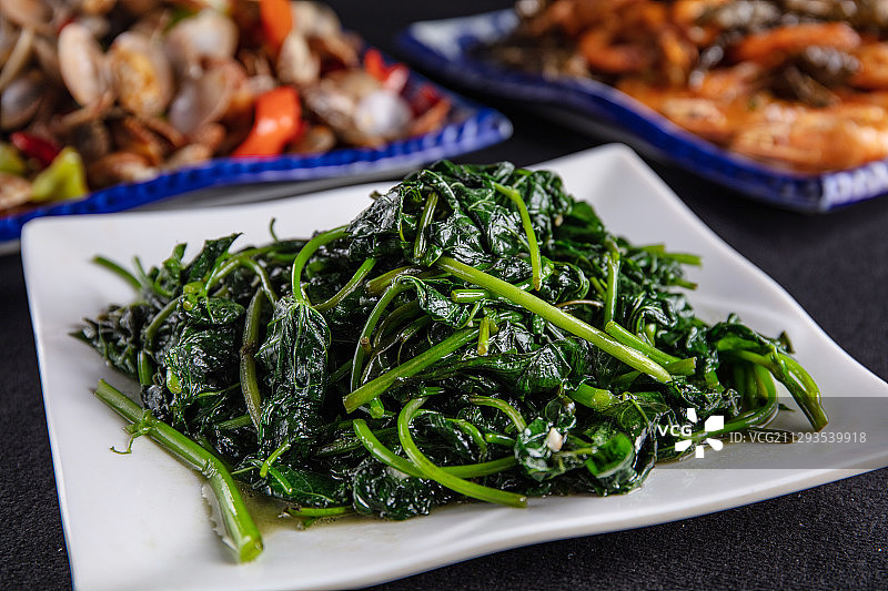 蒜蓉地瓜叶图片素材