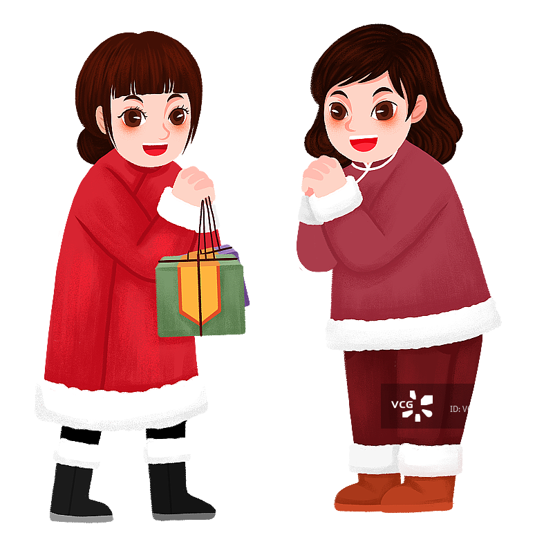 两个相互拜年的女人图片素材