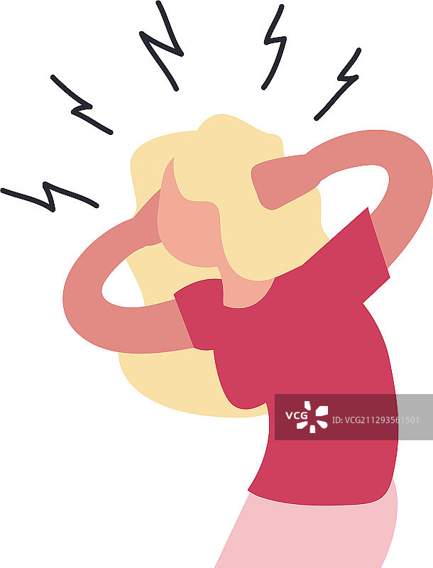 白色背景上的头痛图标女人图片素材