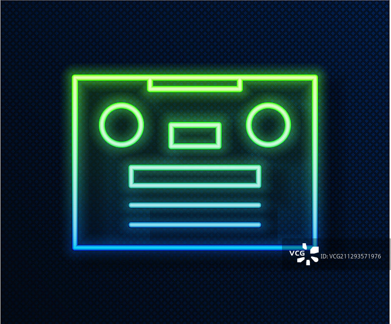 发光霓虹复古卡式磁带图标图片素材