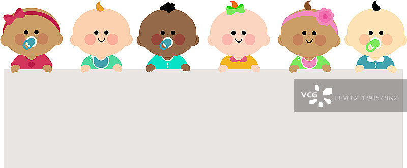 不同肤色的婴儿和空白banner图片素材