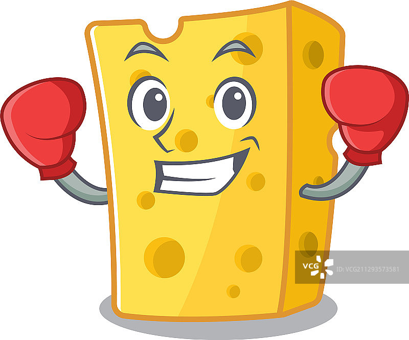 运动型拳击埃门塔尔奶酪吉祥物角色图片素材