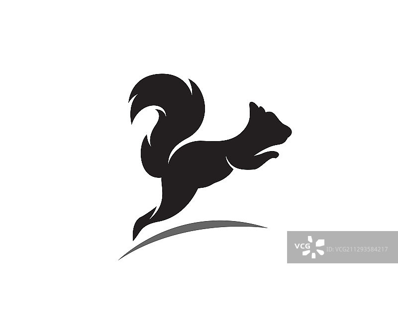 黑色跳跃的毛茸茸松鼠Logo设计图片素材