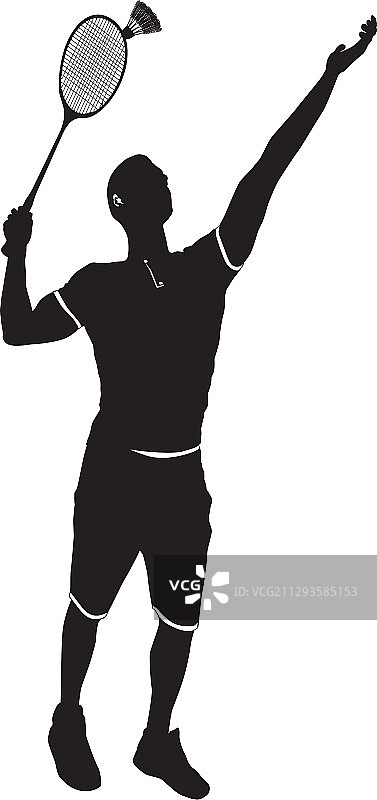 羽毛球运动员与球拍和羽毛球图片素材