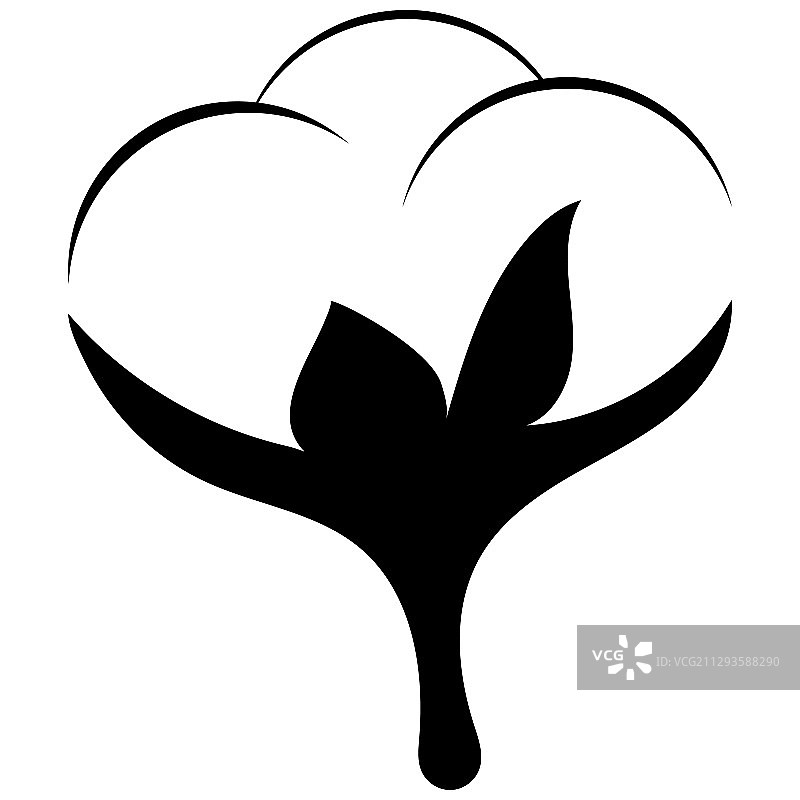 白色背景上孤立的黑色棉花图标图片素材