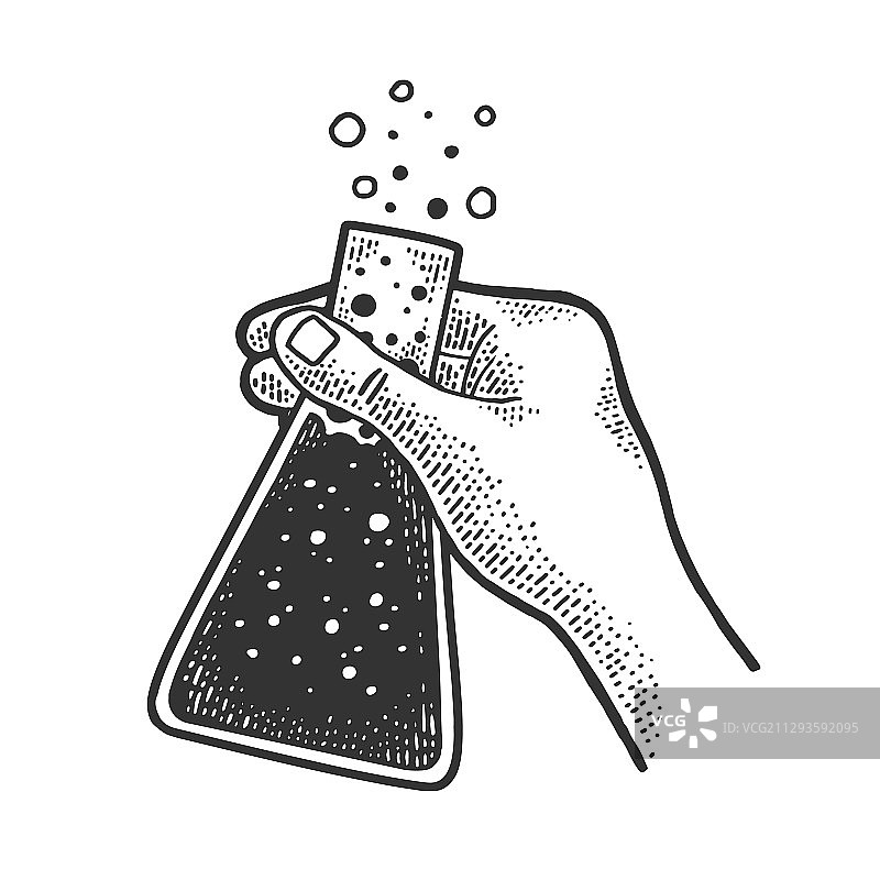 手绘手持液体化学烧瓶图片素材