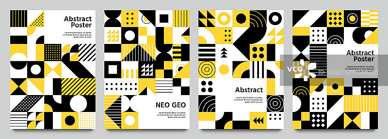 具有现代网格图案的新几何海报图片素材