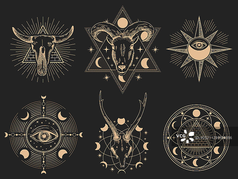 孤立的神秘符号集图片素材