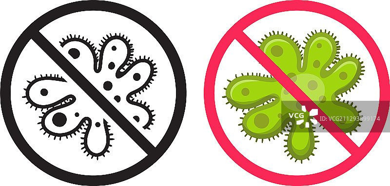 抗菌图标，禁止病毒图标集图片素材
