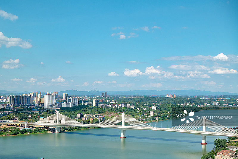 航拍视角，衡阳湘江大桥图片素材