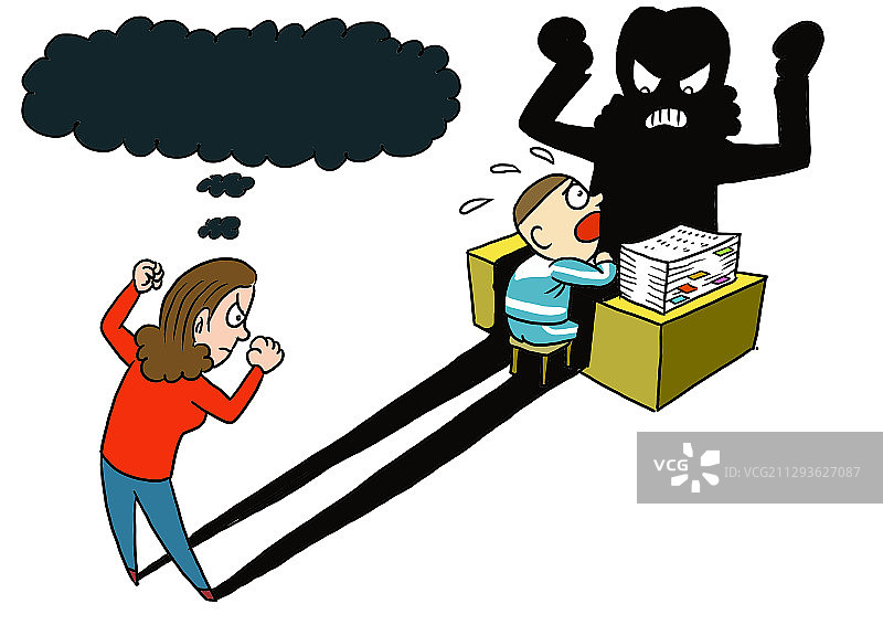 插画：36辅导作业阴云密布图片素材