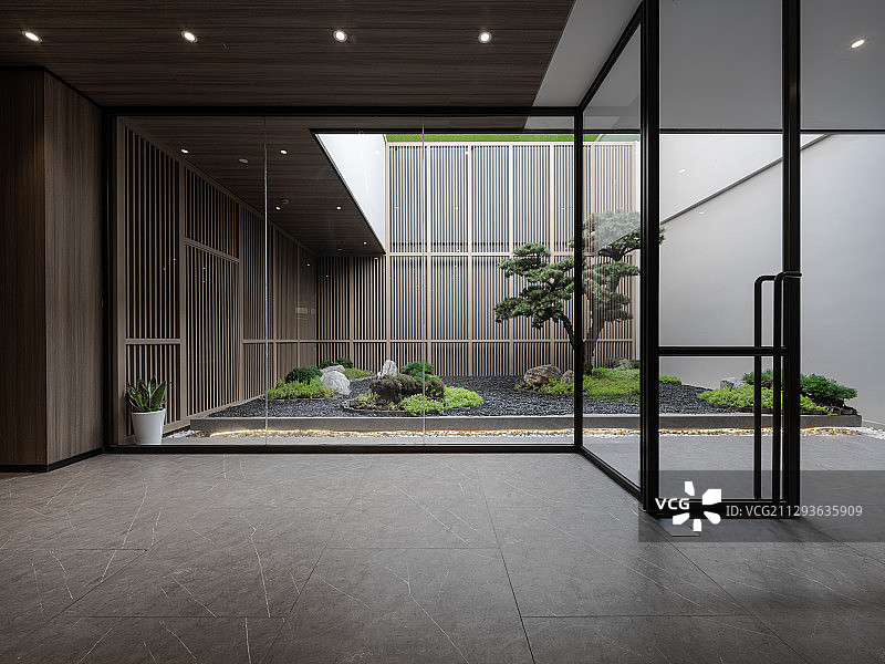 下沉式书房庭院空间图片素材