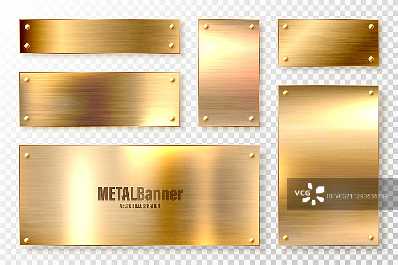 逼真闪亮金属banner套装拉丝钢图片素材