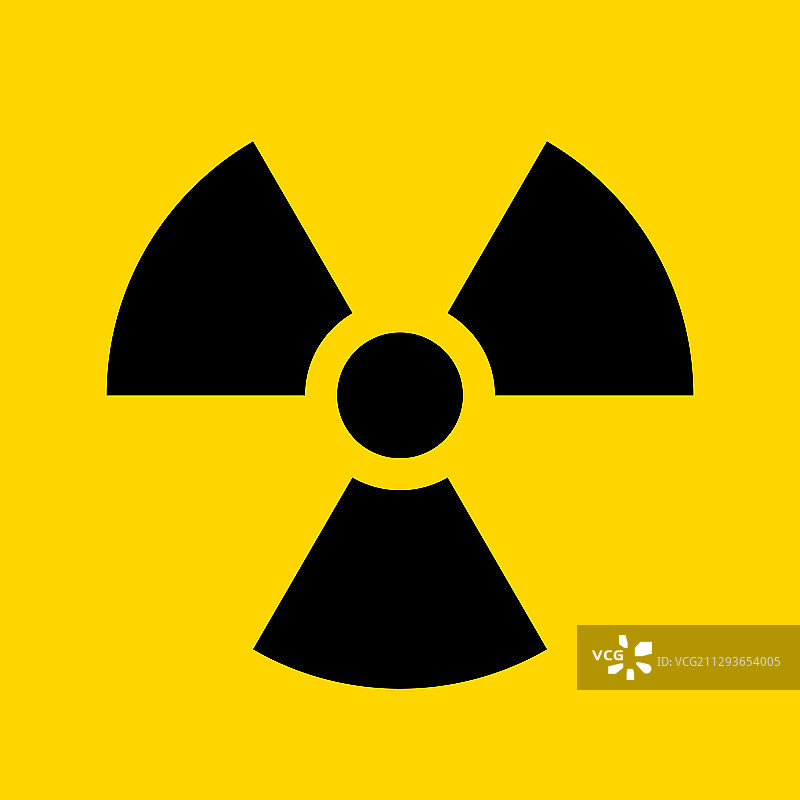 放射性警告黄色圆形标志图片素材