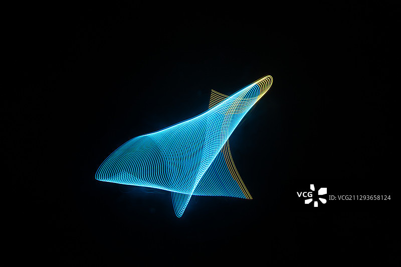 LED光绘多彩立体空间几何图形螺旋创意摄影黑色背景素材图片素材