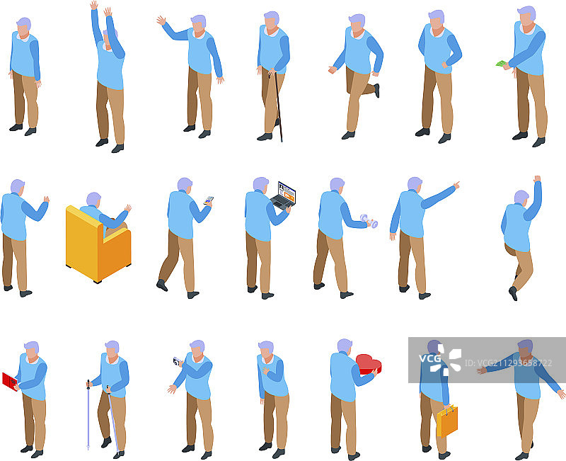 祖父图标等距风格图片素材