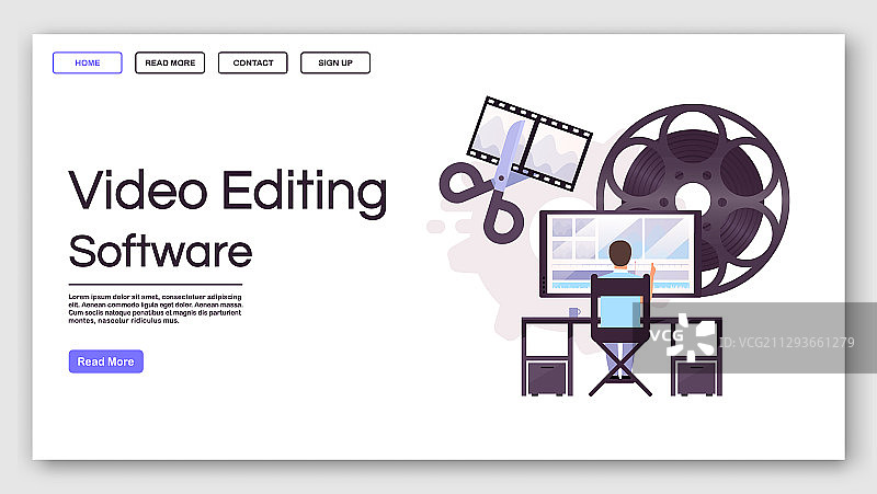 视频编辑软件着陆页模板图片素材