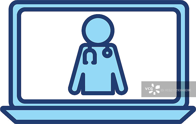 带有听诊器的卡通医生（线条风格）图片素材