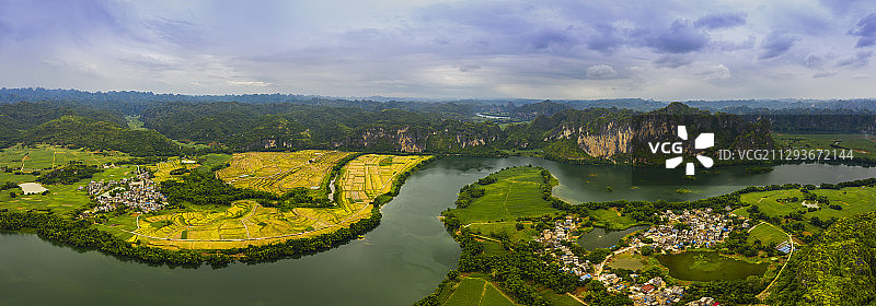 航拍广西左江风光龙州段图片素材